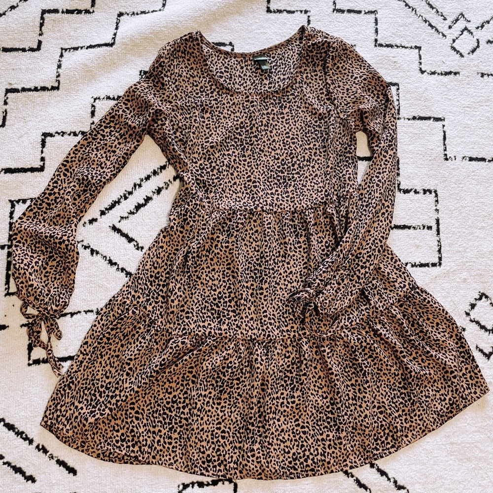 Tiered cheetah print dress
